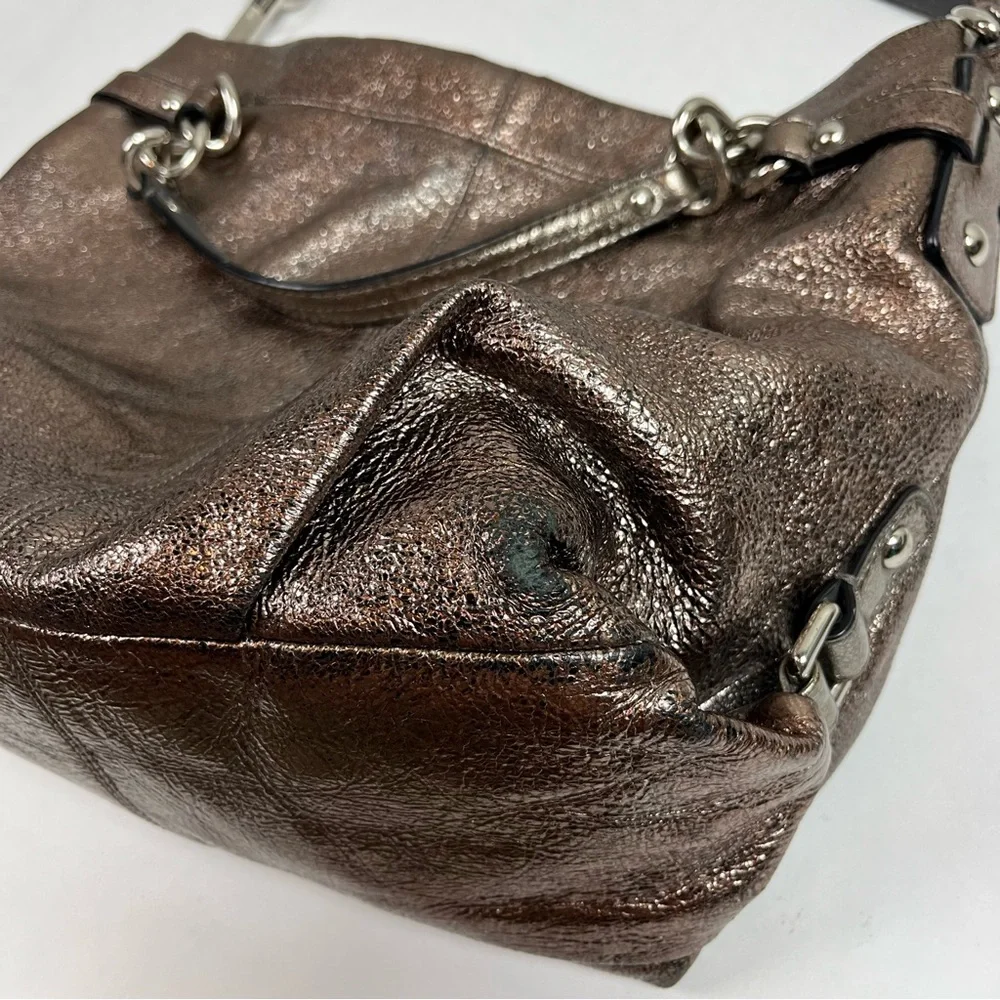 COACH Brooke Handbag Leather Pewter Hobo Bag Purse